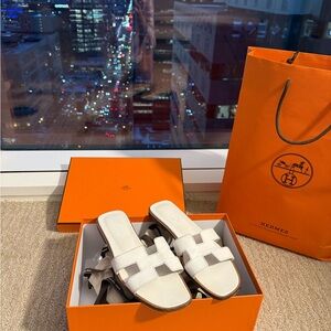 Hermes Sandal Oran White